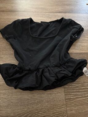 Black Peplum Scoop Neck Top